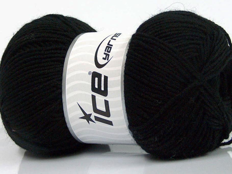 Lot of 4 x 100gr Skeins Ice Yarns ELITE WOOL (30% Wool) Yarn Black