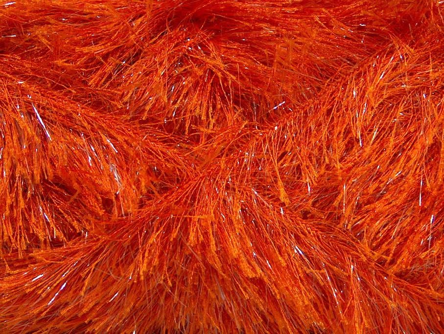 Lot of 4 x 100gr Skeins Ice Yarns EYELASH GLITZ Hand Knitting Yarn Orange