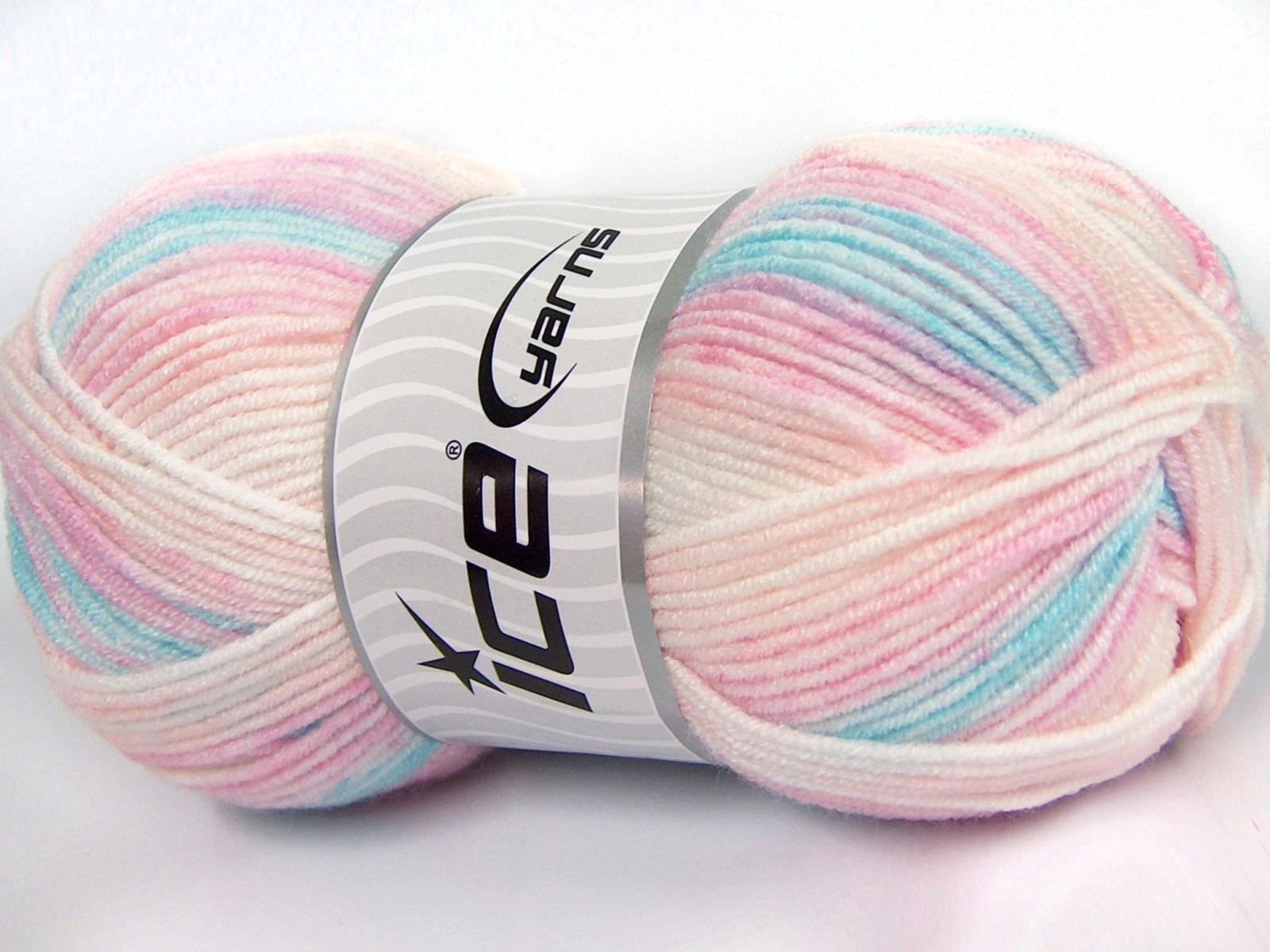Lot of 4 x 100gr Skeins Ice Yarns HAPPY BABY Yarn Pink Shades Turquoise