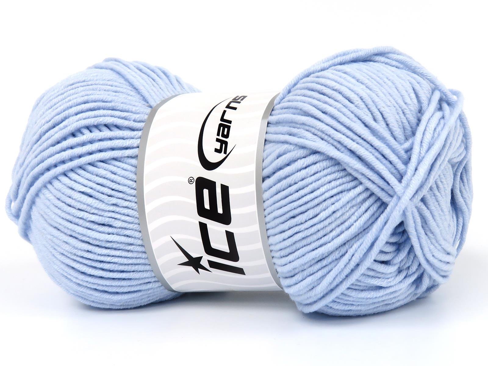 Lot of 4 x 100gr Skeins Ice Yarns LORENA WORSTED (55% Cotton) Yarn Ice Blue
