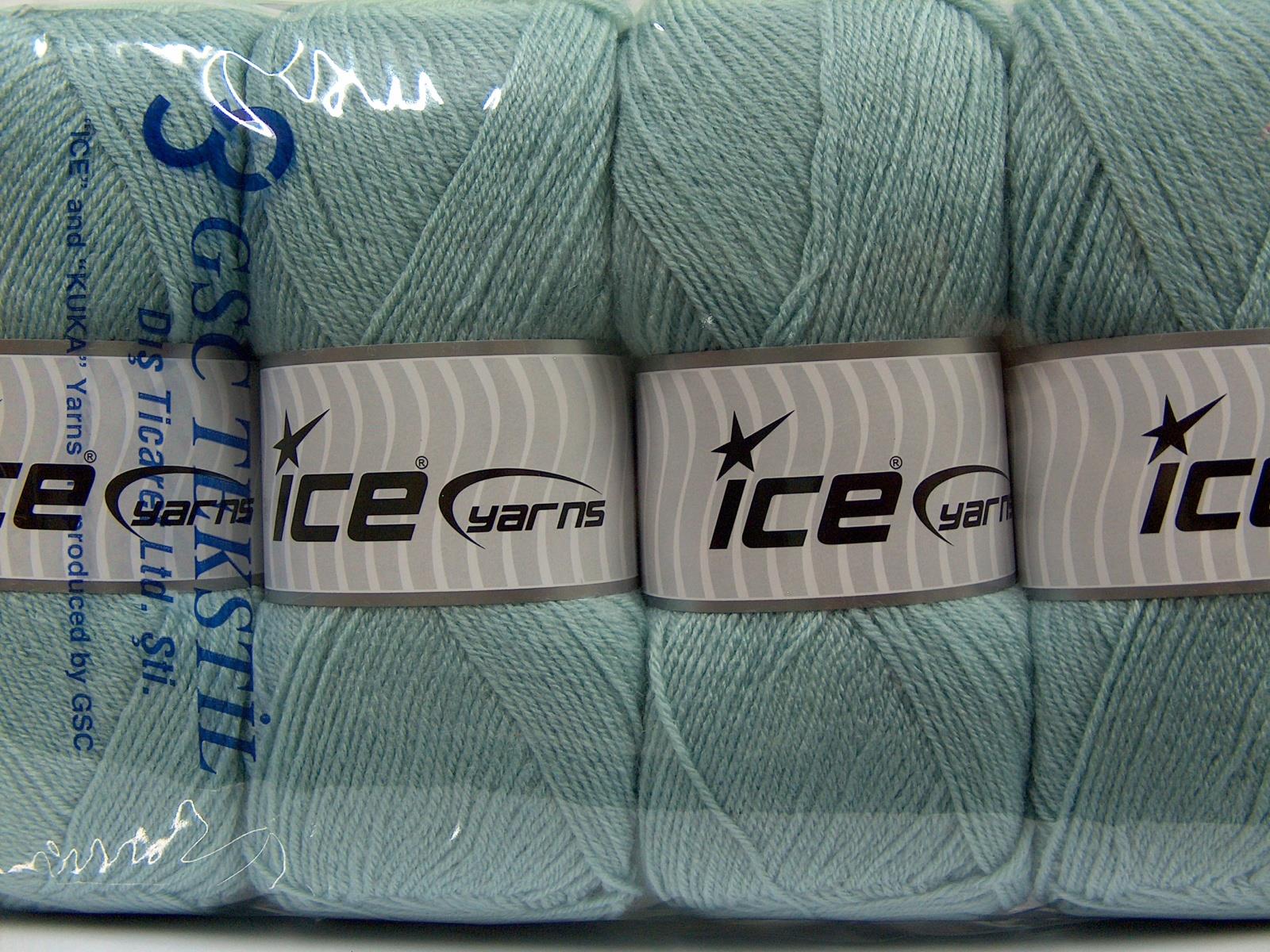 Lot of 4 x 100gr Skeins Ice Yarns MERINO GOLD (60% Merino Wool) Yarn Light Blue