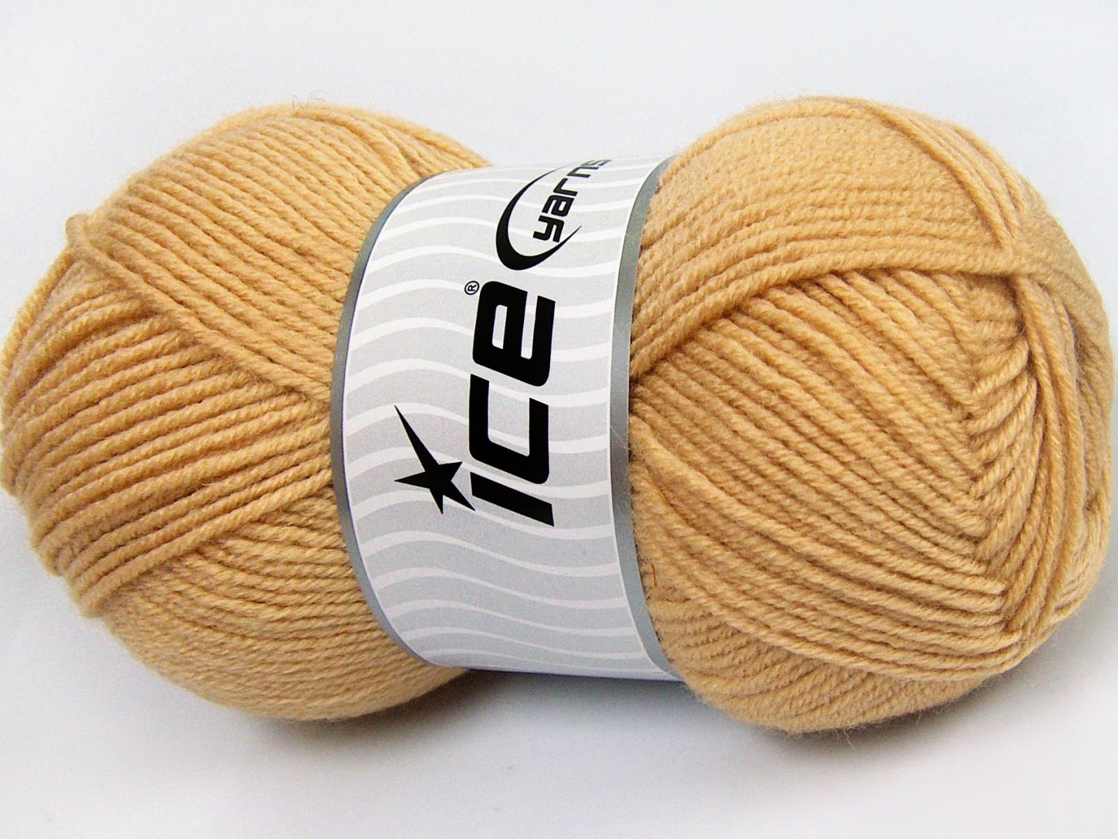 Lot of 4 x 100gr Skeins Ice Yarns MERINO GOLD LIGHT (60% Merino Wool) Yarn Light Camel