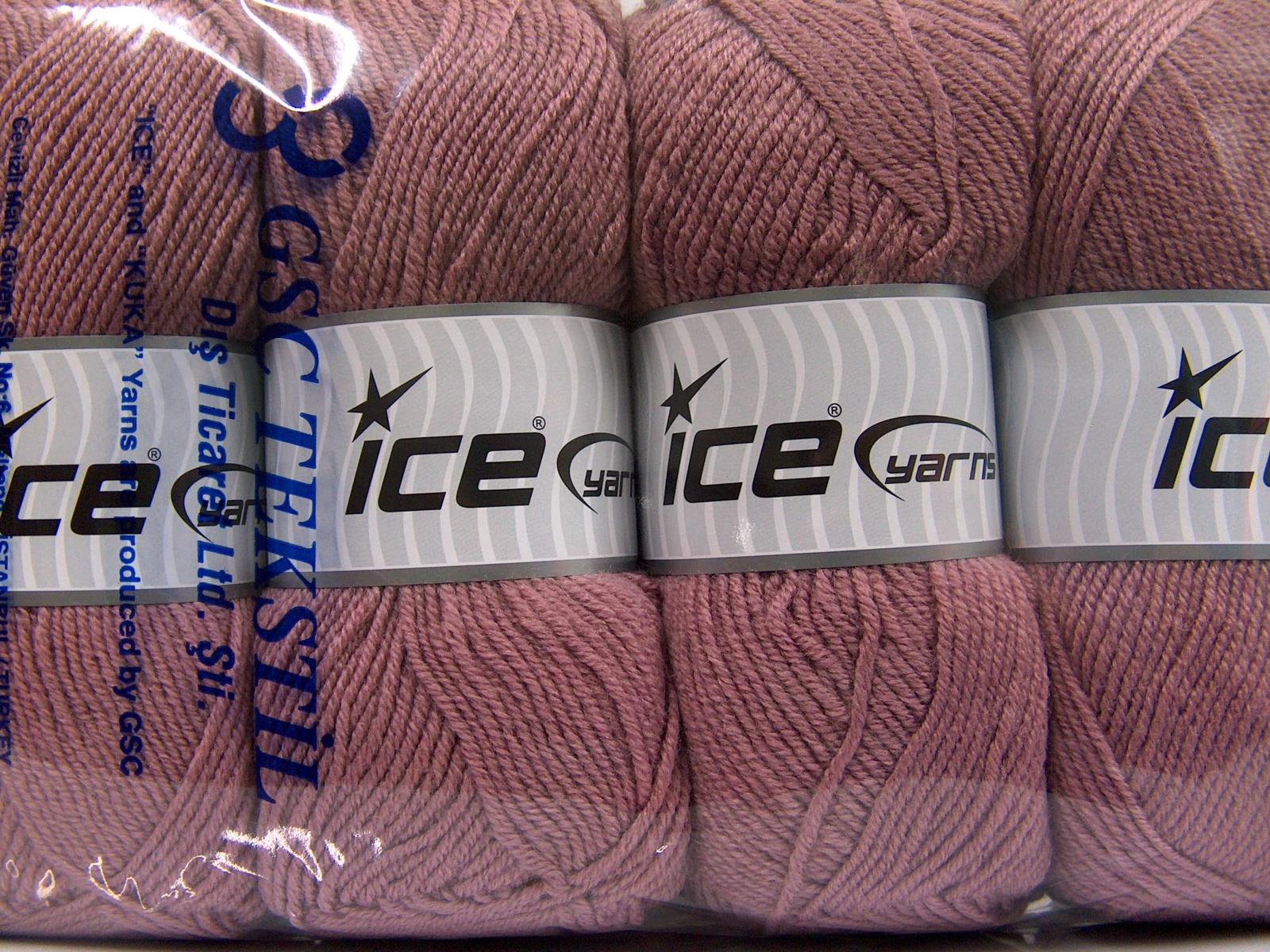 Lot of 4 x 100gr Skeins Ice Yarns MERINO GOLD LIGHT (60% Merino Wool) Yarn Rose Pink