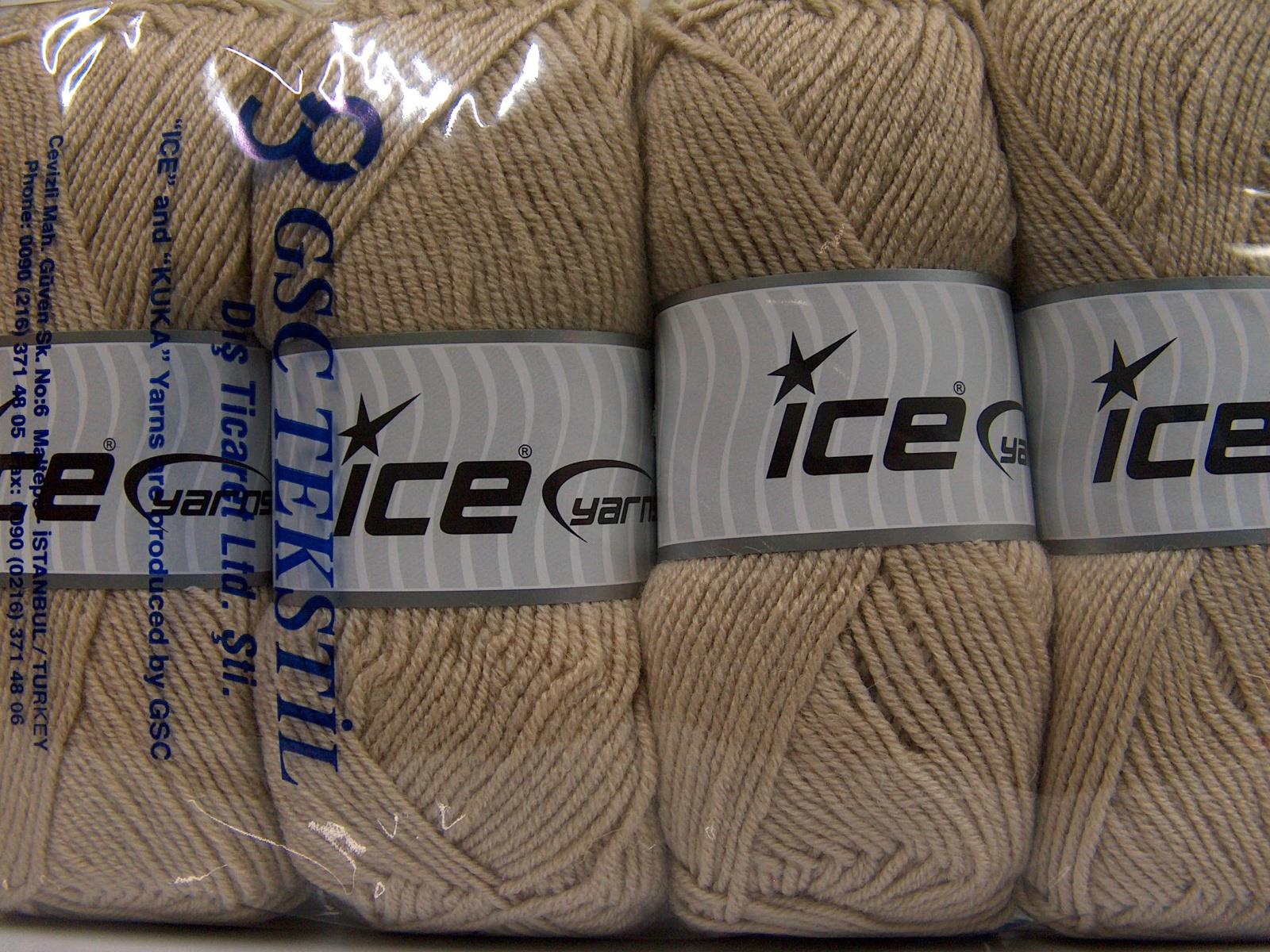 Lot of 4 x 100gr Skeins Ice Yarns MERINO GOLD LIGHT (60% Merino Wool) Yarn Beige