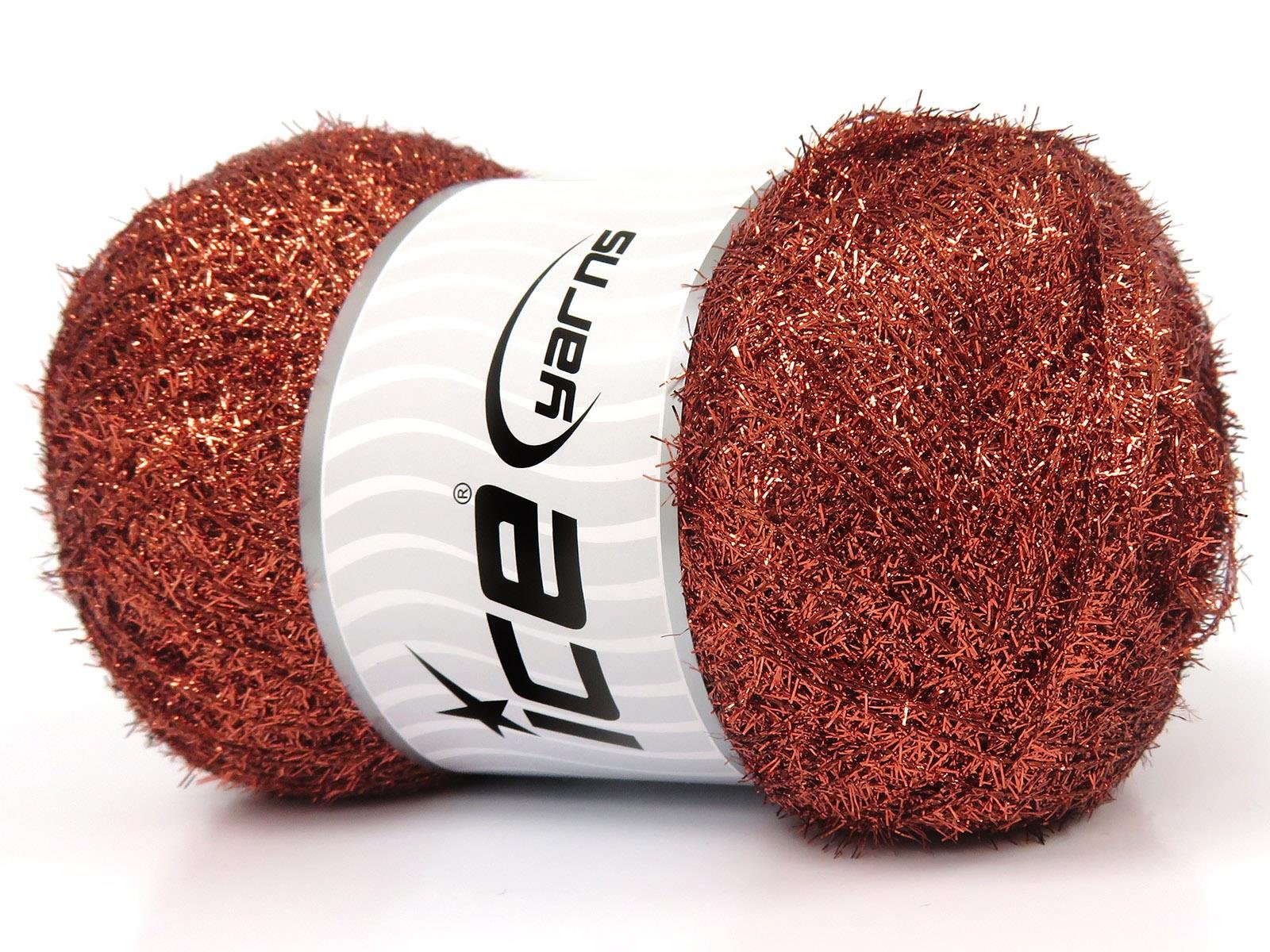 Lot of 4 x 100gr Skeins Ice Yarns METALLIC GLITZ 100GR Yarn Copper