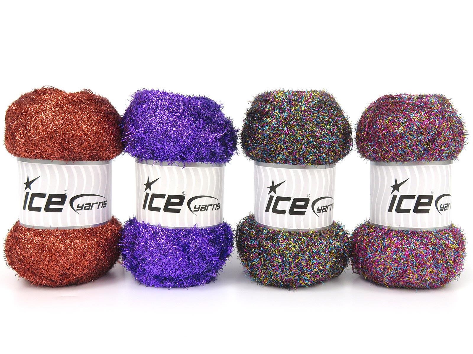 Lot of 4 x 100gr Skeins Ice Yarns METALLIC GLITZ 100GR Yarn Mixed Lot