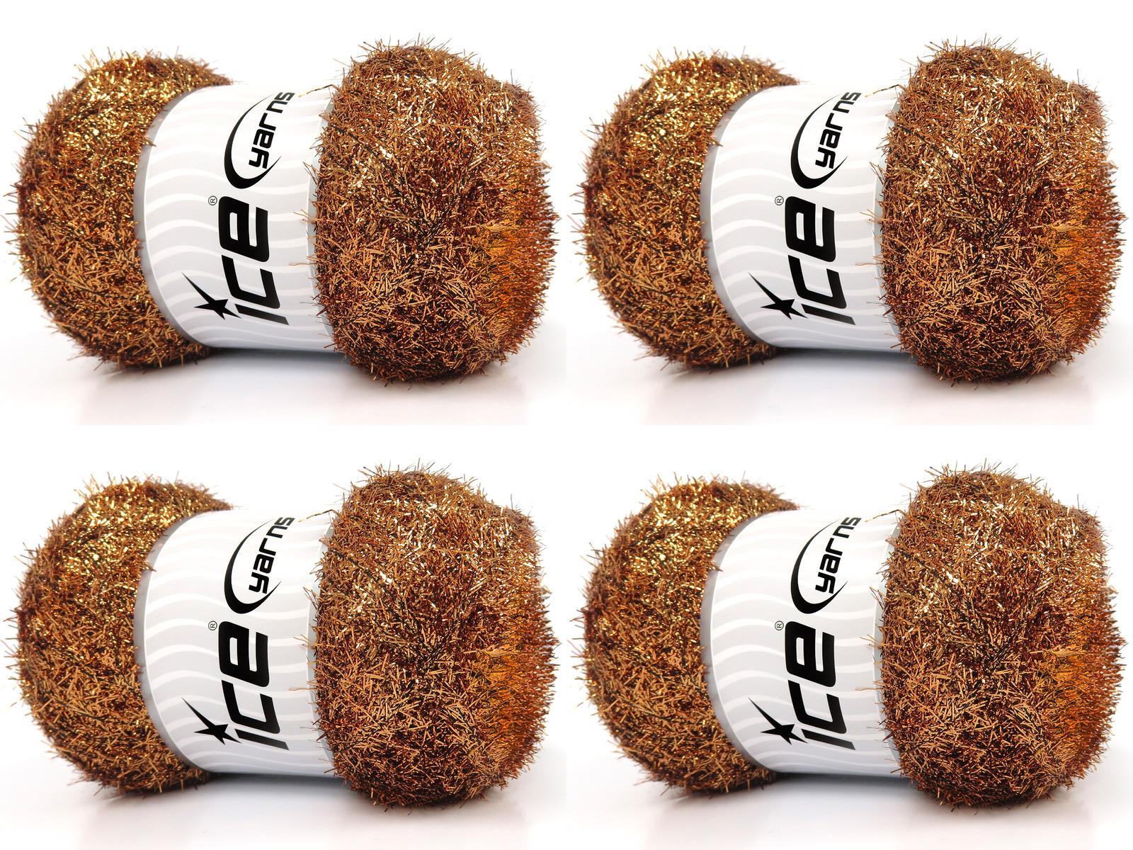 Lot of 4 x 100gr Skeins Ice Yarns METALLIC GLITZ 100GR Yarn Dark Gold