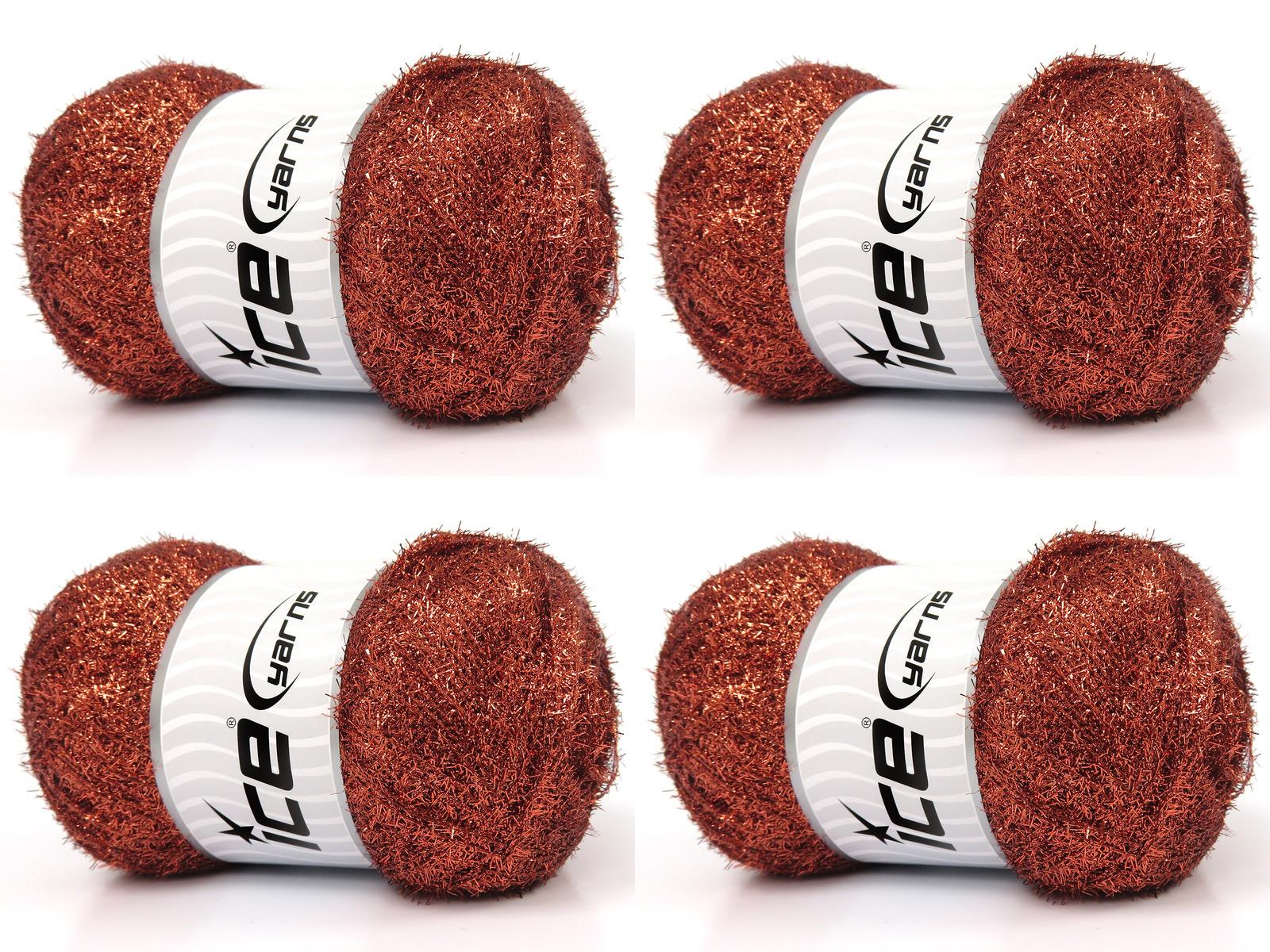 Lot of 4 x 100gr Skeins Ice Yarns METALLIC GLITZ 100GR Yarn Copper