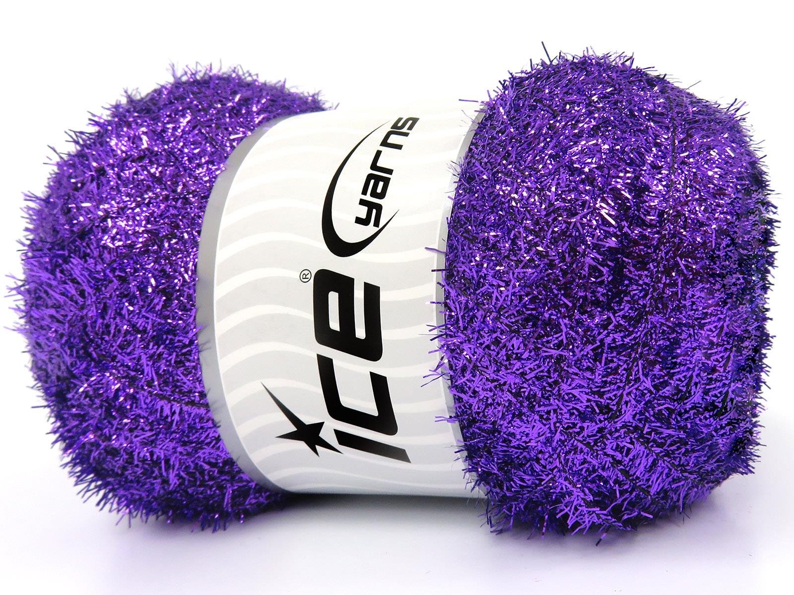 Lot of 4 x 100gr Skeins Ice Yarns METALLIC GLITZ 100GR Yarn Purple