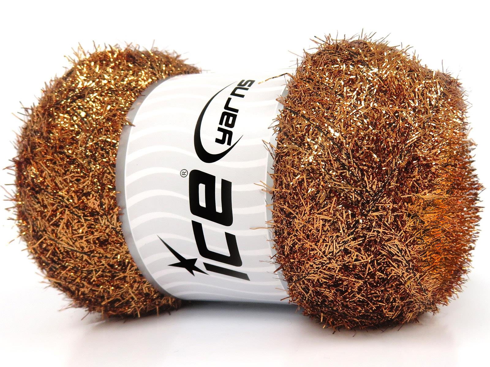 Lot of 4 x 100gr Skeins Ice Yarns METALLIC GLITZ 100GR Yarn Dark Gold