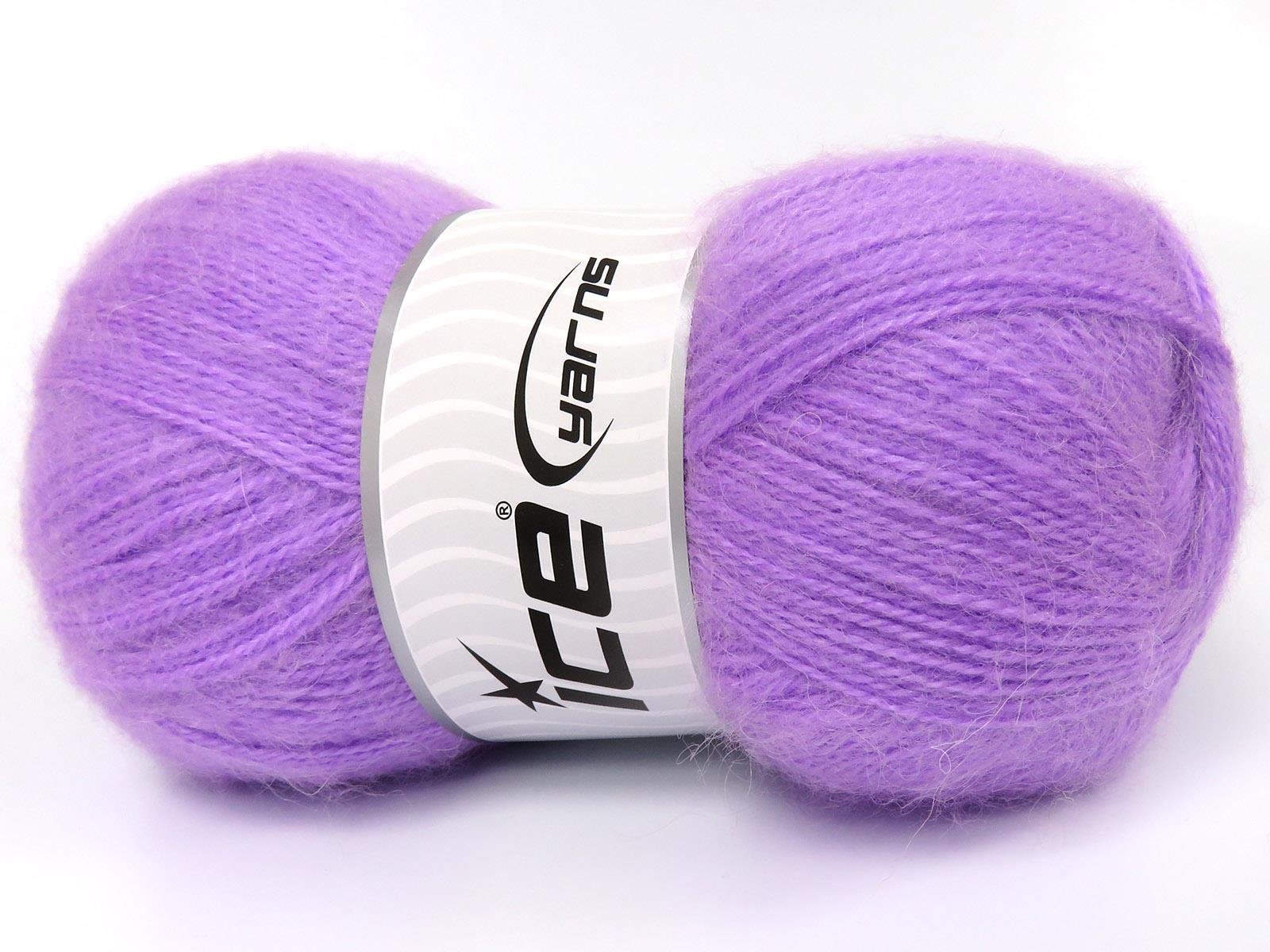 Lot of 4 x 100gr Skeins Ice Yarns MOHAIR PASTEL (10% Mohair 15% Wool) Yarn Lilac