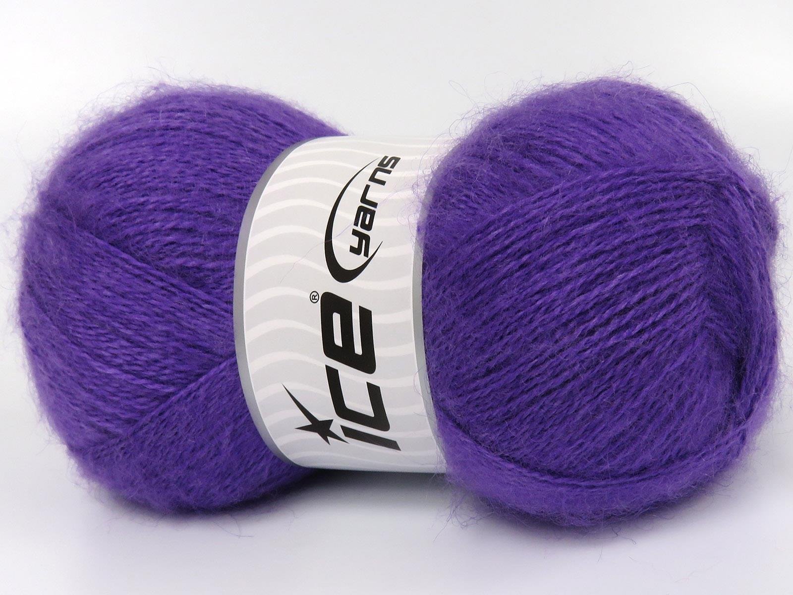 Lot of 4 x 100gr Skeins Ice Yarns MOHAIR PASTEL (10% Mohair 15% Wool) Yarn Lavender