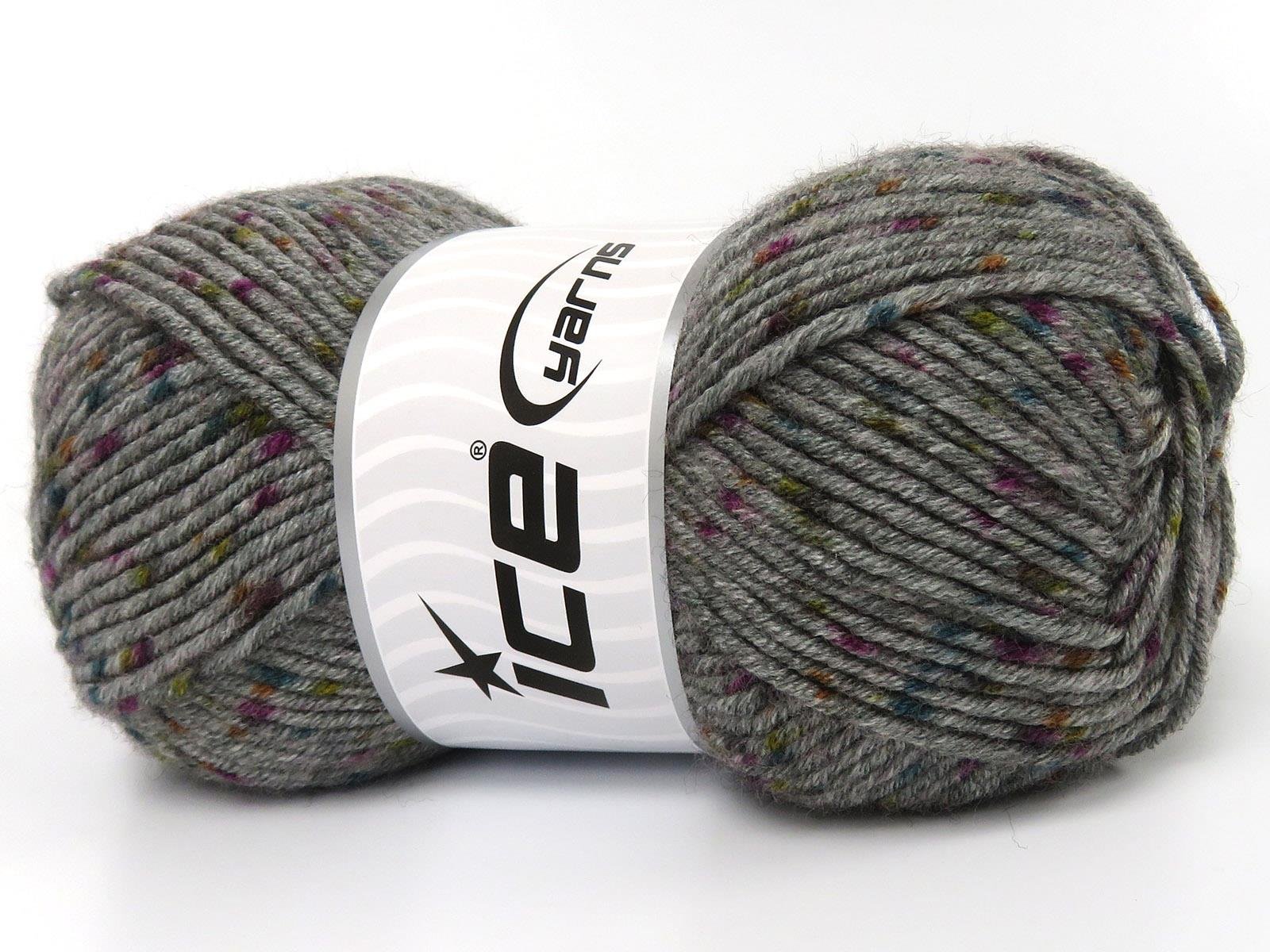 Lot of 4 x 100gr Skeins Ice Yarns NICE BABY TWEED Yarn Grey Shades Purple Turquoise Green Shades