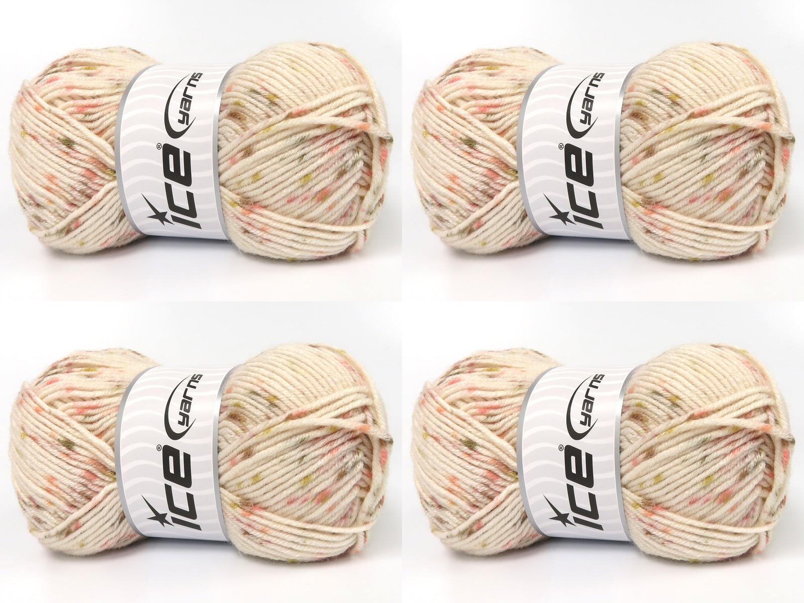 Lot of 4 x 100gr Skeins Ice Yarns NICE BABY TWEED Yarn Salmon Shades Camel Shades