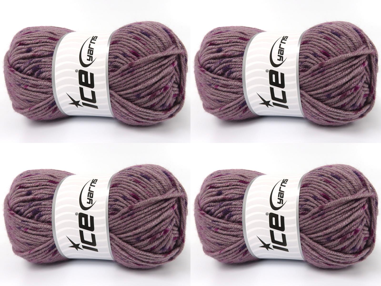 Lot of 4 x 100gr Skeins Ice Yarns NICE BABY TWEED Yarn Light Maroon Fuchsia Purple
