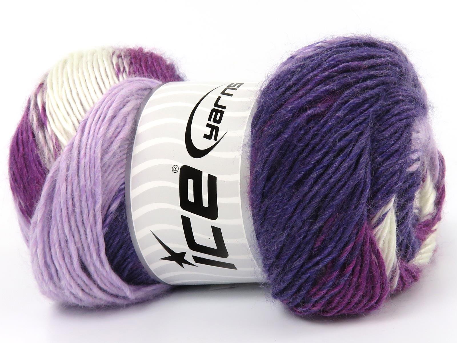 Lot of 4 x 100gr Skeins Ice Yarns RAINBOW Yarn Ecru Purple Shades