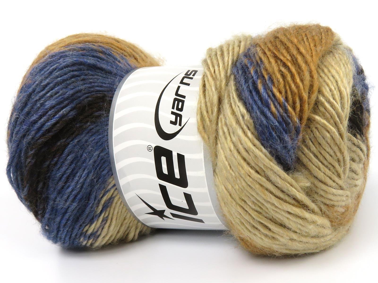 Lot of 4 x 100gr Skeins Ice Yarns RAINBOW Yarn Jeans Blue Brown Shades