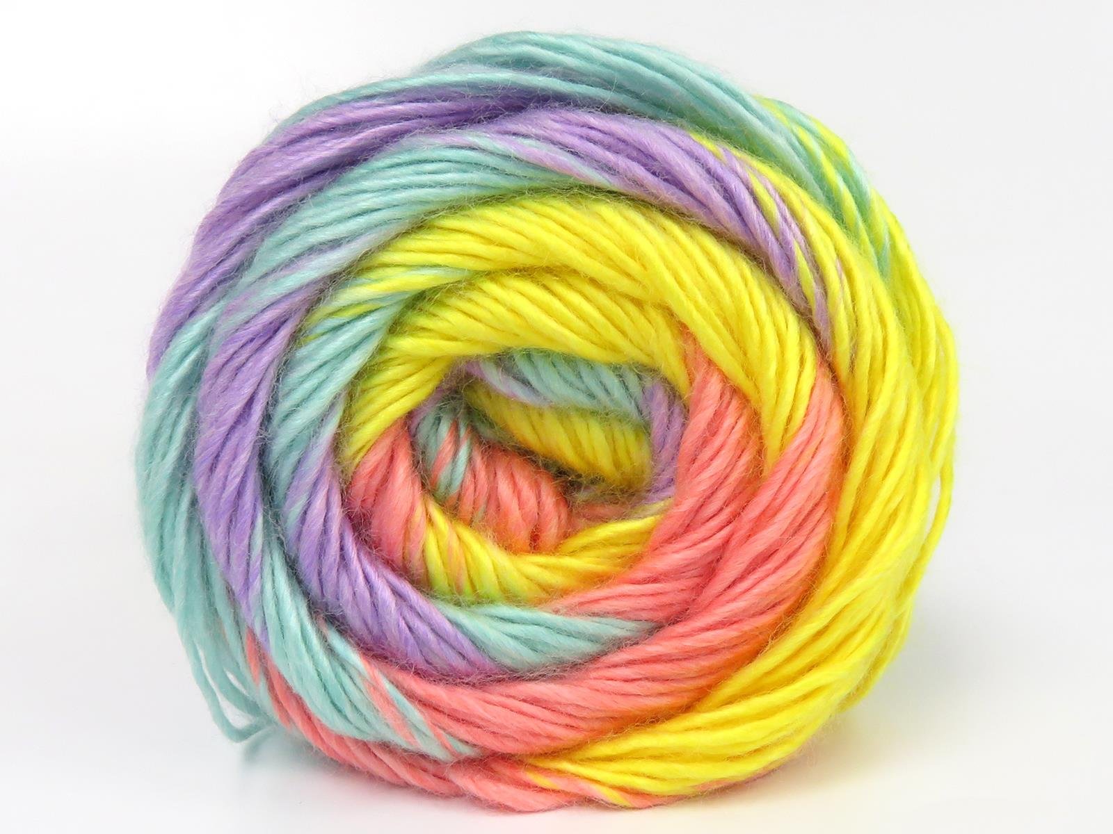 Lot of 4 x 100gr Skeins Ice Yarns RAINBOW Yarn Mint Green Yellow Light Salmon Lilac