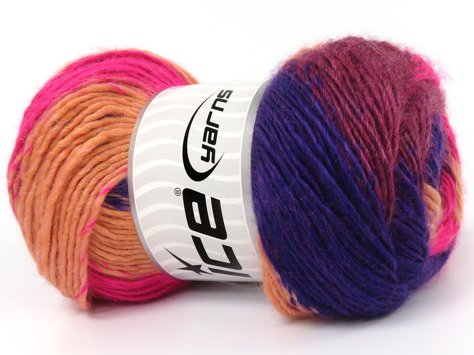Lot of 4 x 100gr Skeins Ice Yarns RAINBOW Yarn Purple Burgundy Pink Light Salmon