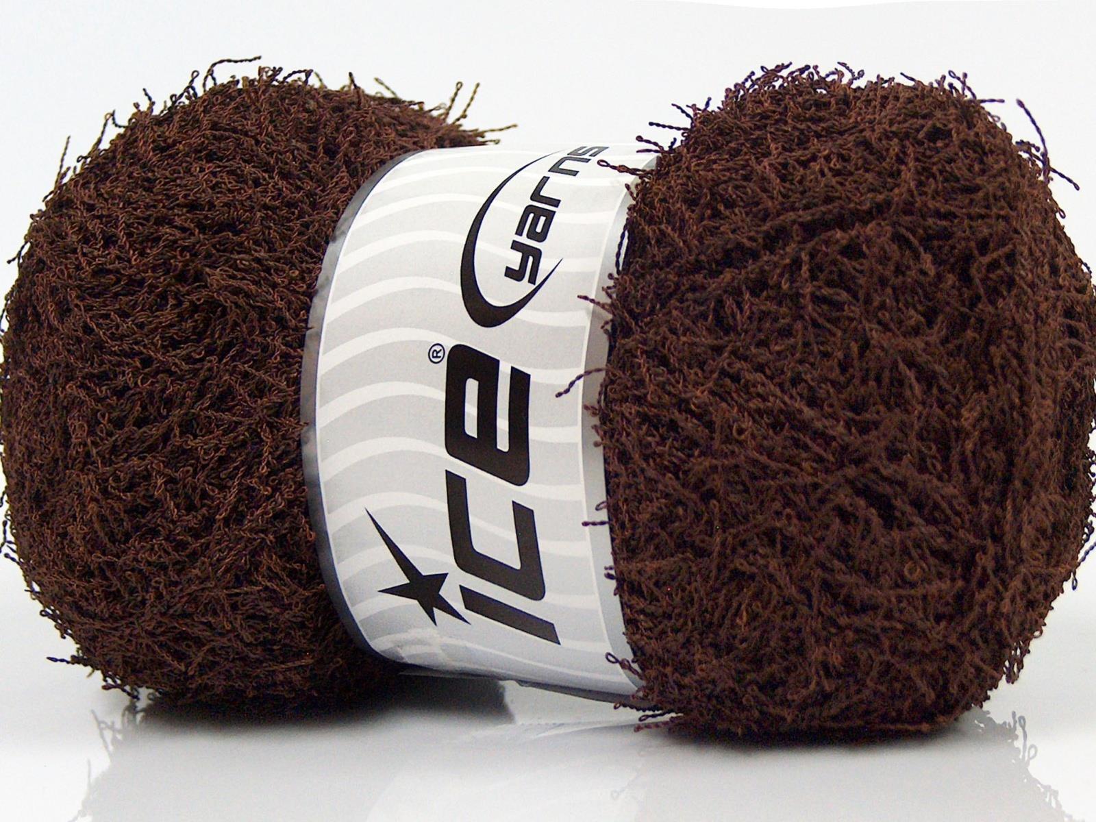 Lot of 4 x 100gr Skeins Ice Yarns SCRUBBER TWIST Hand Knitting Yarn Dark Brown