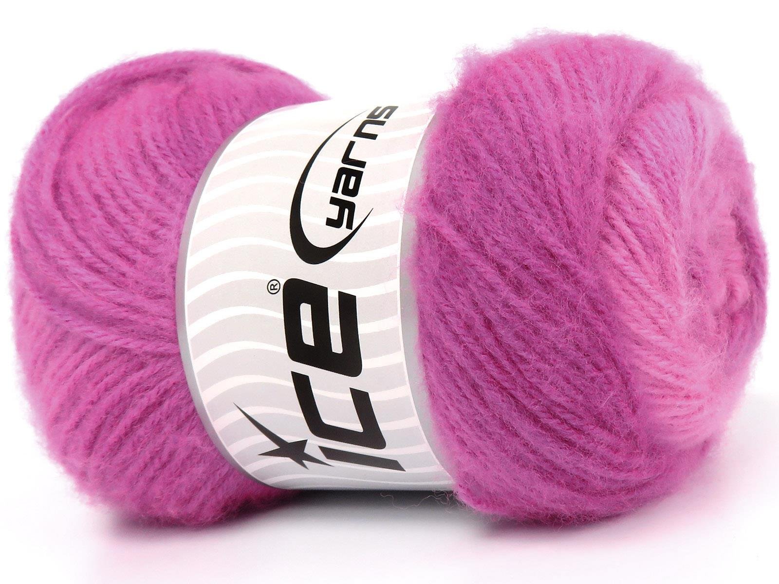 Lot of 4 x 100gr Skeins Ice Yarns SHAGGY Hand Knitting Yarn Light Pink Shades