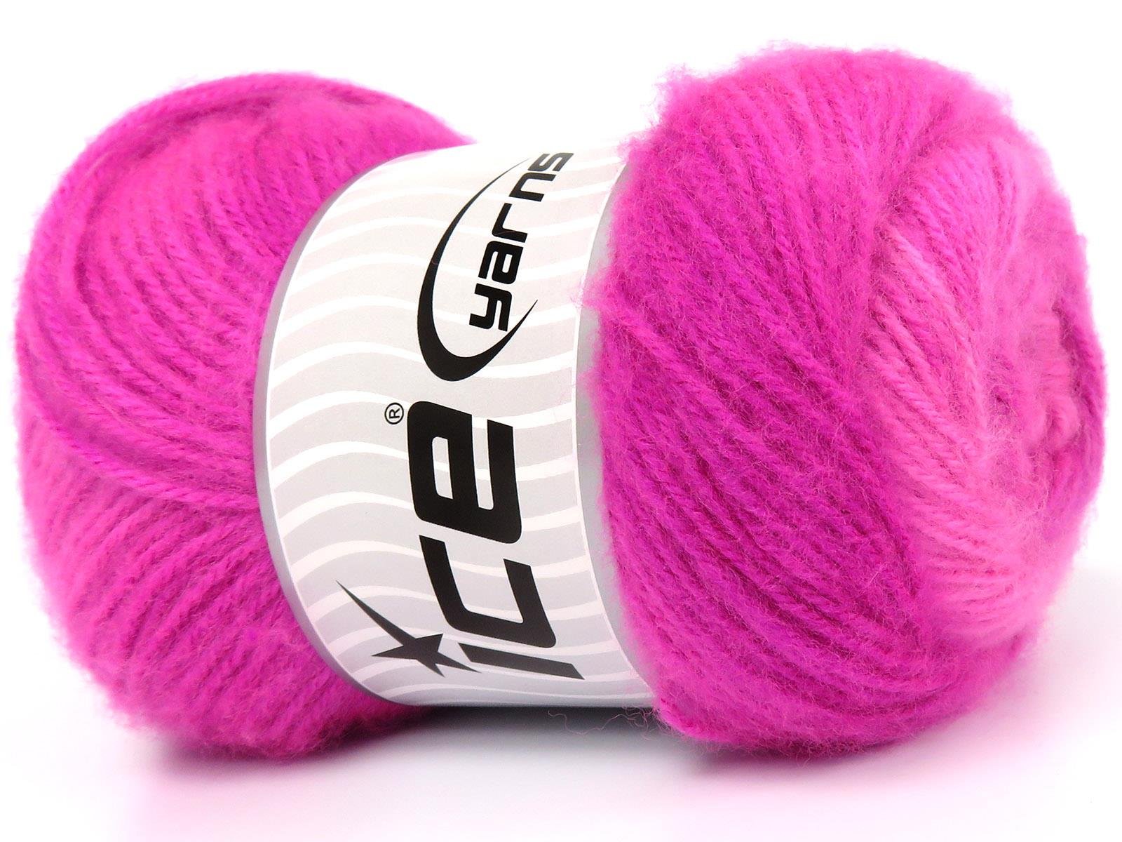 Lot of 4 x 100gr Skeins Ice Yarns SHAGGY Hand Knitting Yarn Pink Shades
