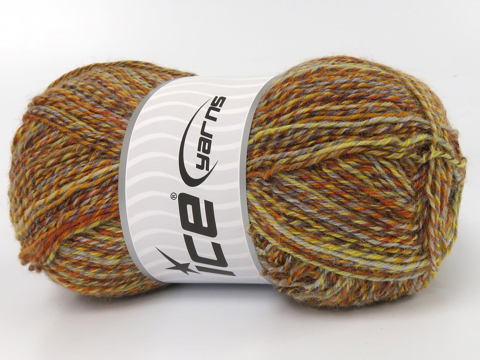 Lot of 4 x 100gr Skeins Ice Yarns SMART SOCK (75% Superwash Wool) Yarn Yellow Gold Grey Brown