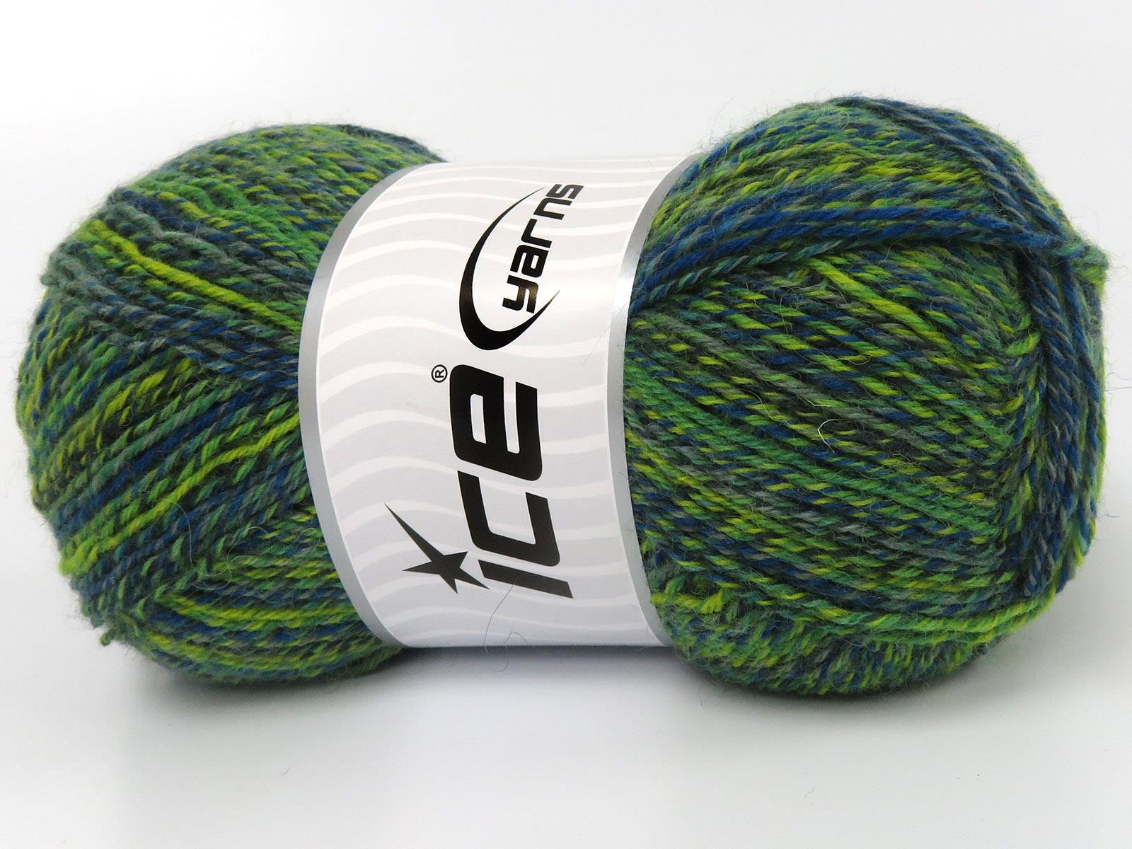 Lot of 4 x 100gr Skeins Ice Yarns SMART SOCK (75% Superwash Wool) Yarn Green Shades Blue Shades Grey