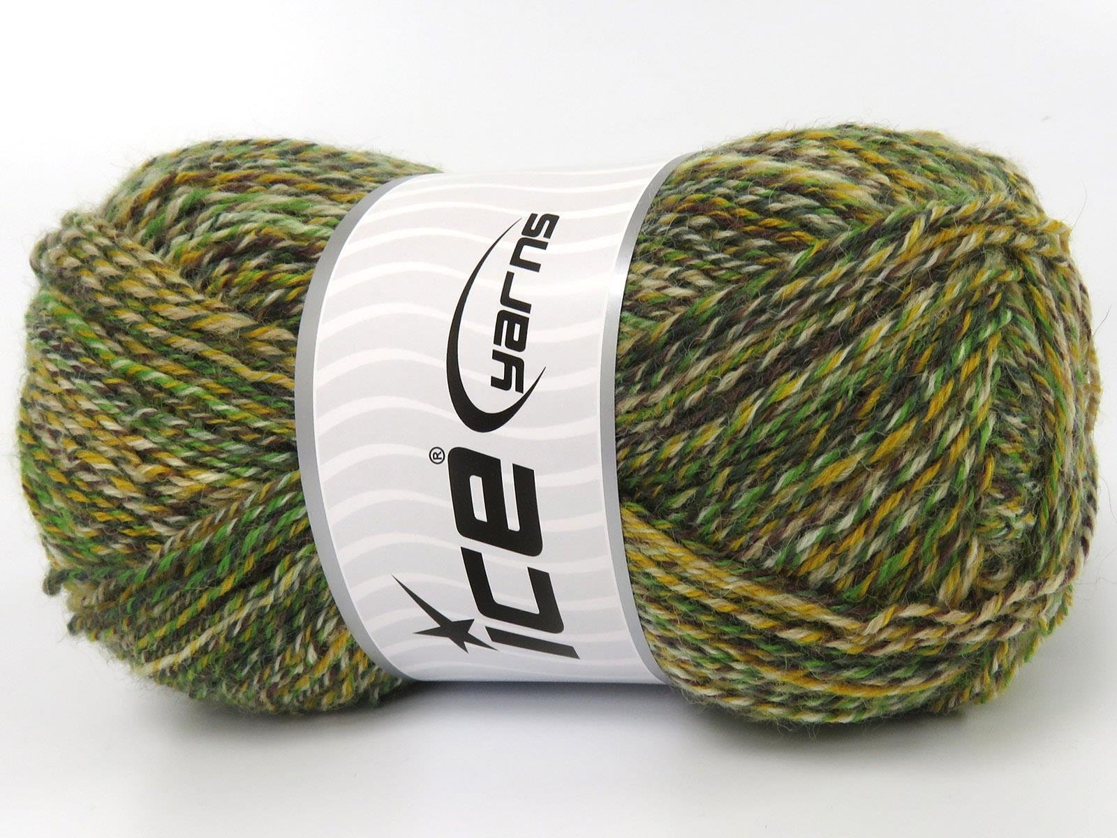Lot of 4 x 100gr Skeins Ice Yarns SMART SOCK (75% Superwash Wool) Yarn Green Shades Yellow Brown