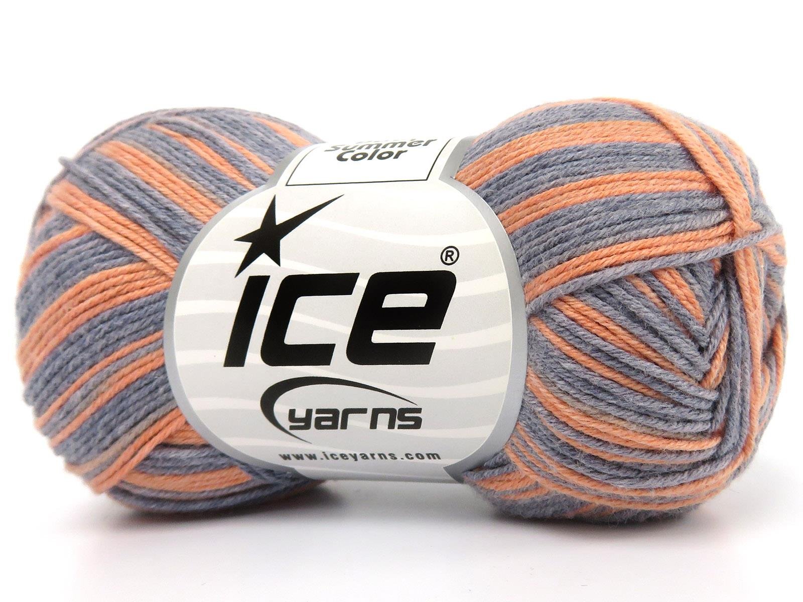 Lot of 6 Skeins Ice Yarns BABY SUMMER COLOR Yarn Light Orange Light Grey