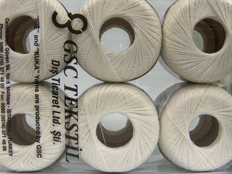 Lot of 6 Skeins Ice Yarns DAPHNE COTTON (100% Mercerized Cotton) Yarn White