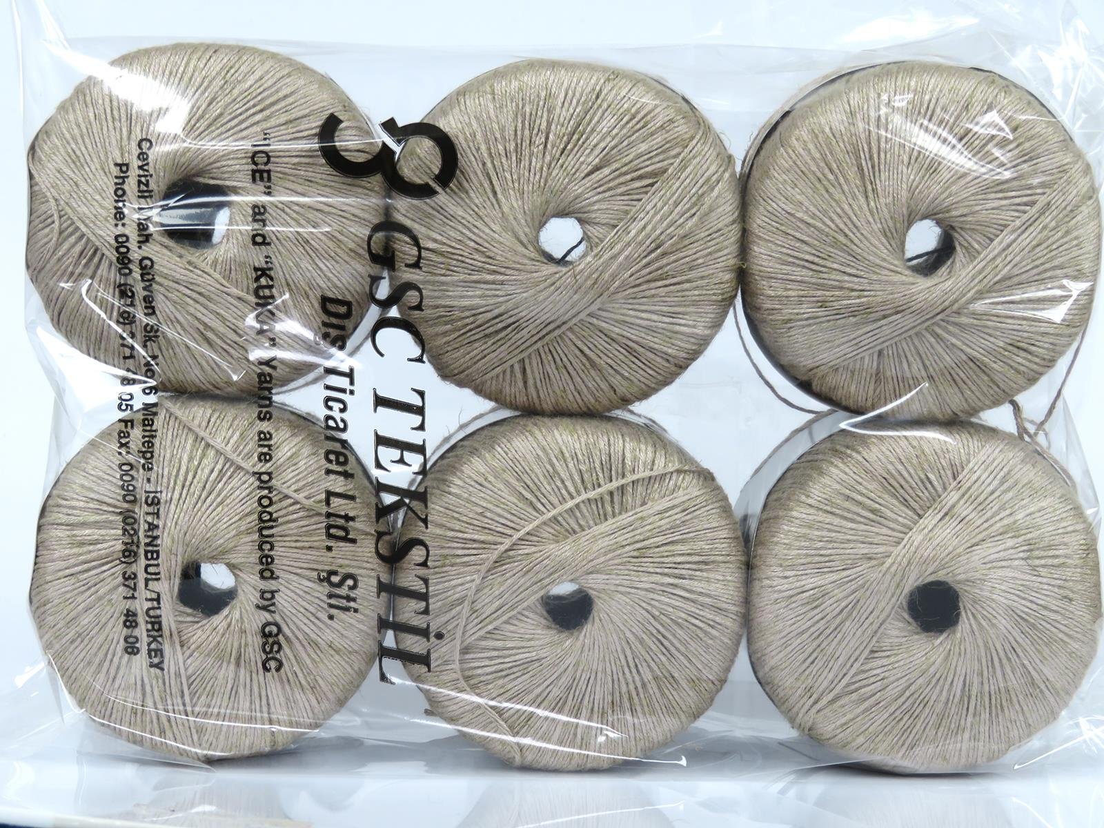 Lot of 6 Skeins Ice Yarns LINEN (50% Linen 50% Viscose) Yarn Light Beige