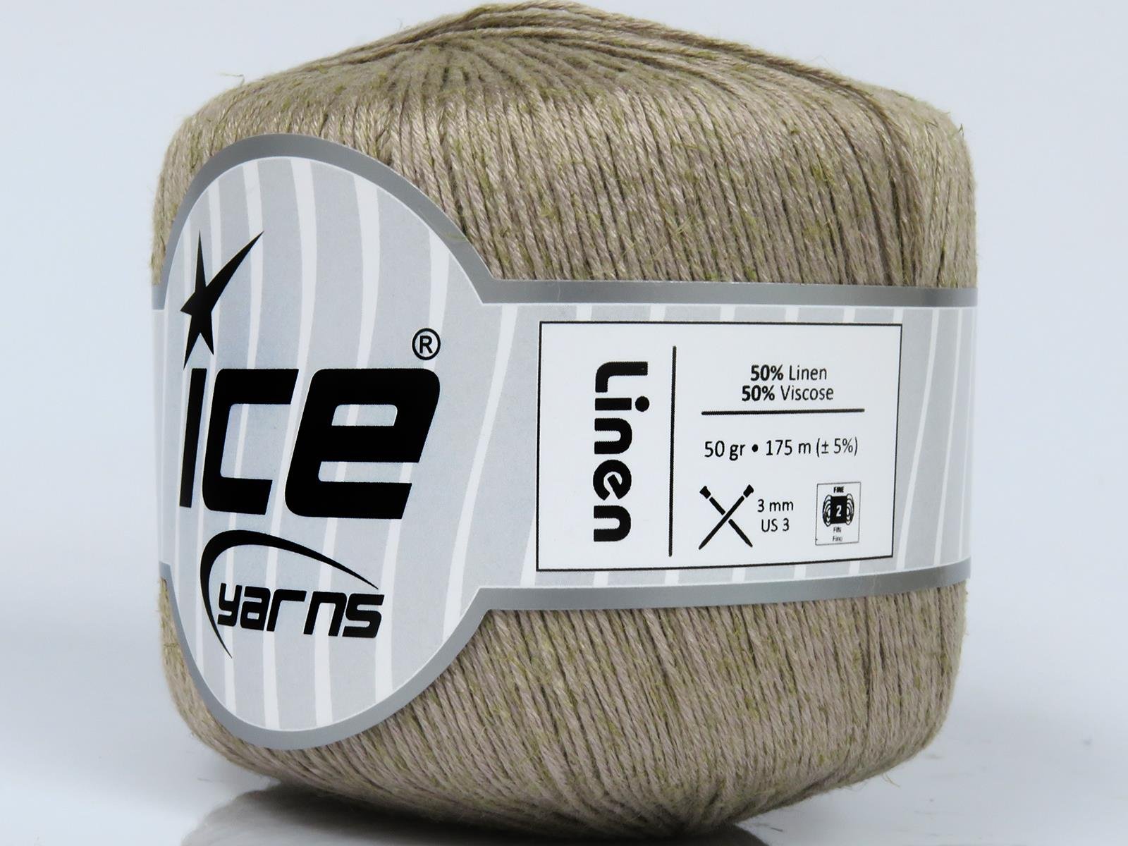 Lot of 6 Skeins Ice Yarns LINEN (50% Linen 50% Viscose) Yarn Light Beige