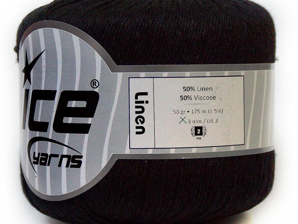 Lot of 6 Skeins Ice Yarns LINEN (50% Viscose) Hand Knitting Yarn Black