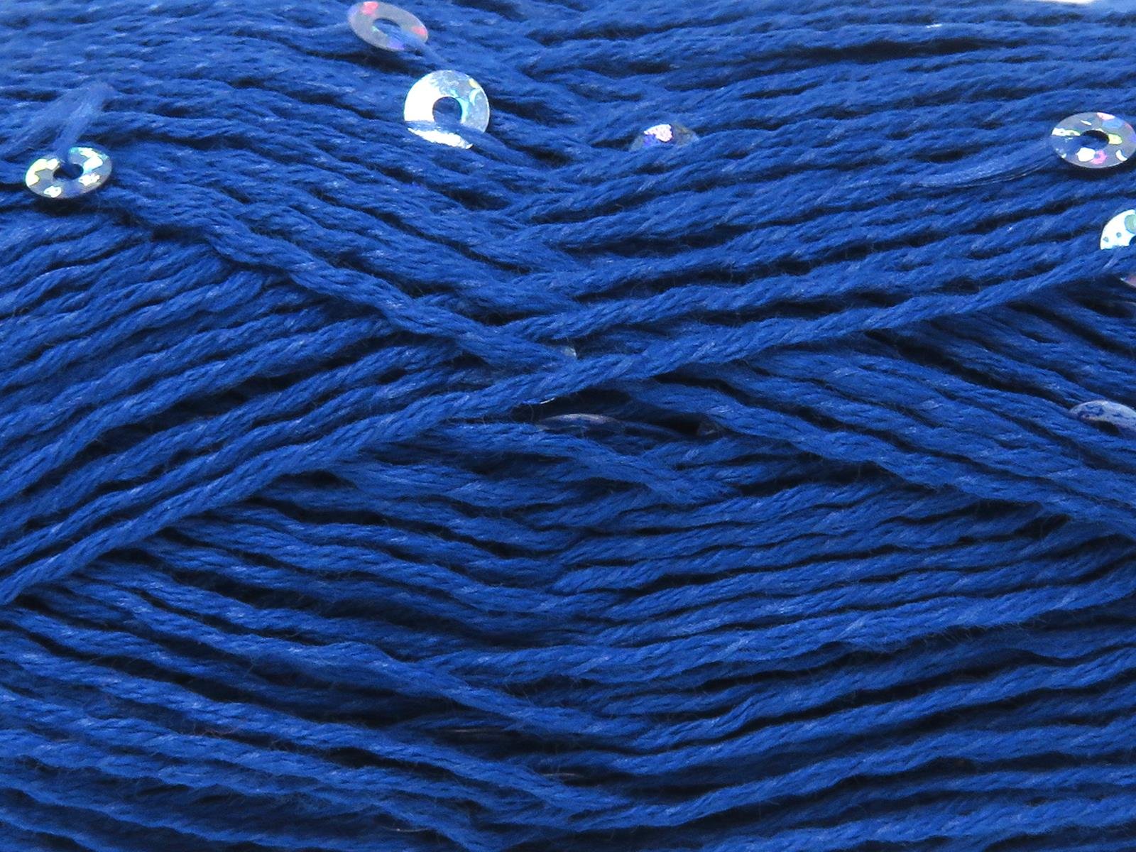 Lot of 6 Skeins Ice Yarns NATURAL COTTON LIGHT PAILLETTE (82% Cotton 18% Paillette) Yarn Night Blue