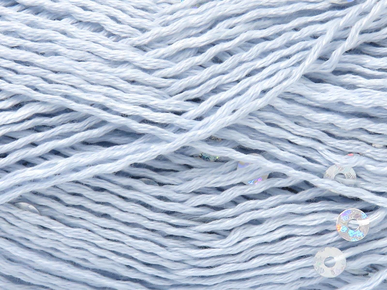 Lot of 6 Skeins Ice Yarns NATURAL COTTON LIGHT PAILLETTE (82% Cotton 18% Paillette) Yarn Baby Blue