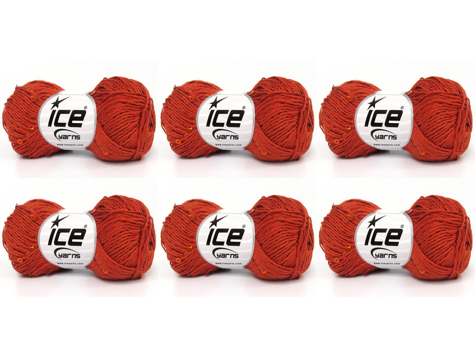 Lot of 6 Skeins Ice Yarns NATURAL COTTON LIGHT PAILLETTE Yarn Copper