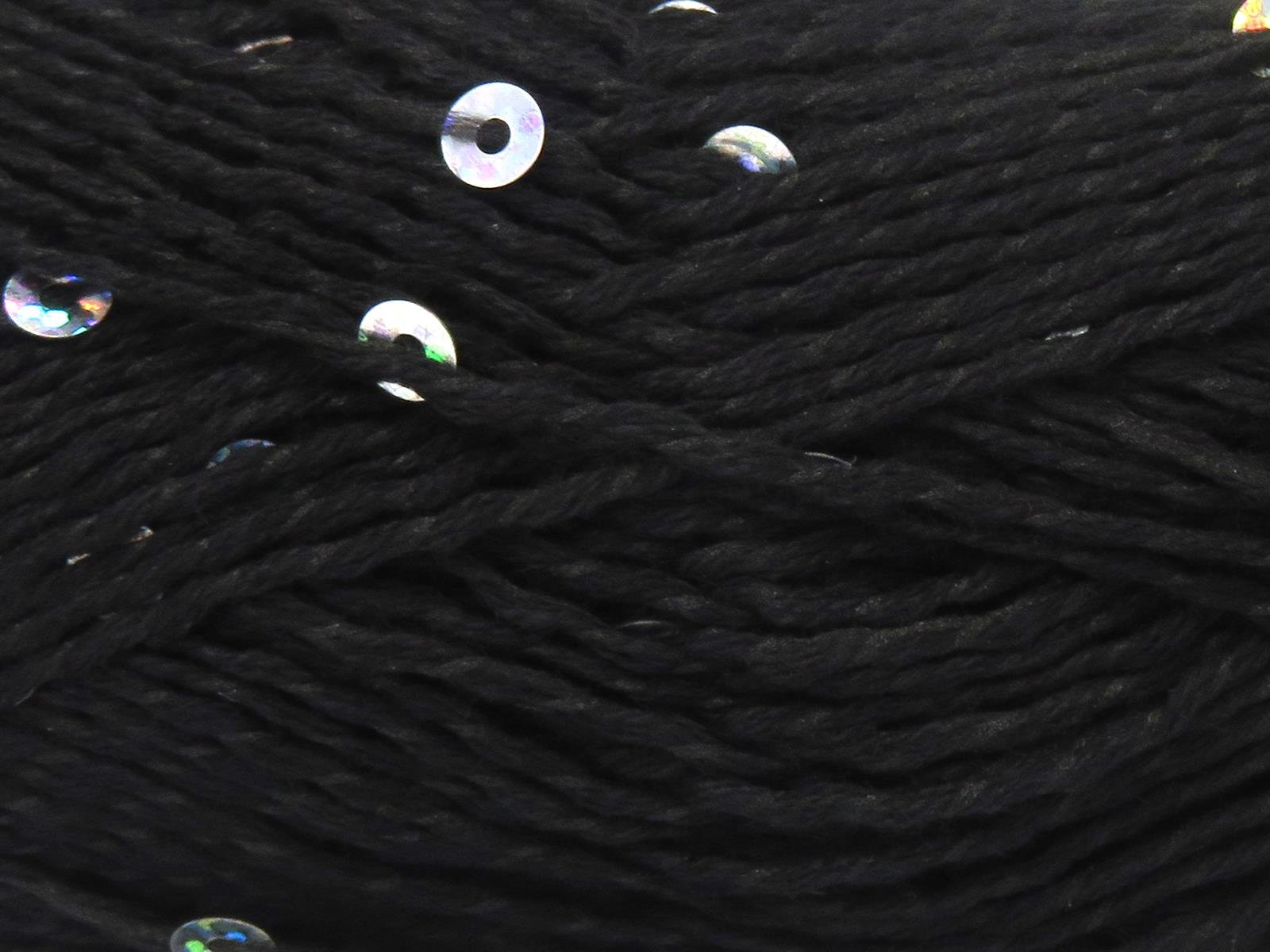 Lot of 6 Skeins Ice Yarns NATURAL COTTON LIGHT PAILLETTE (82% Cotton 18% Paillette) Yarn Black