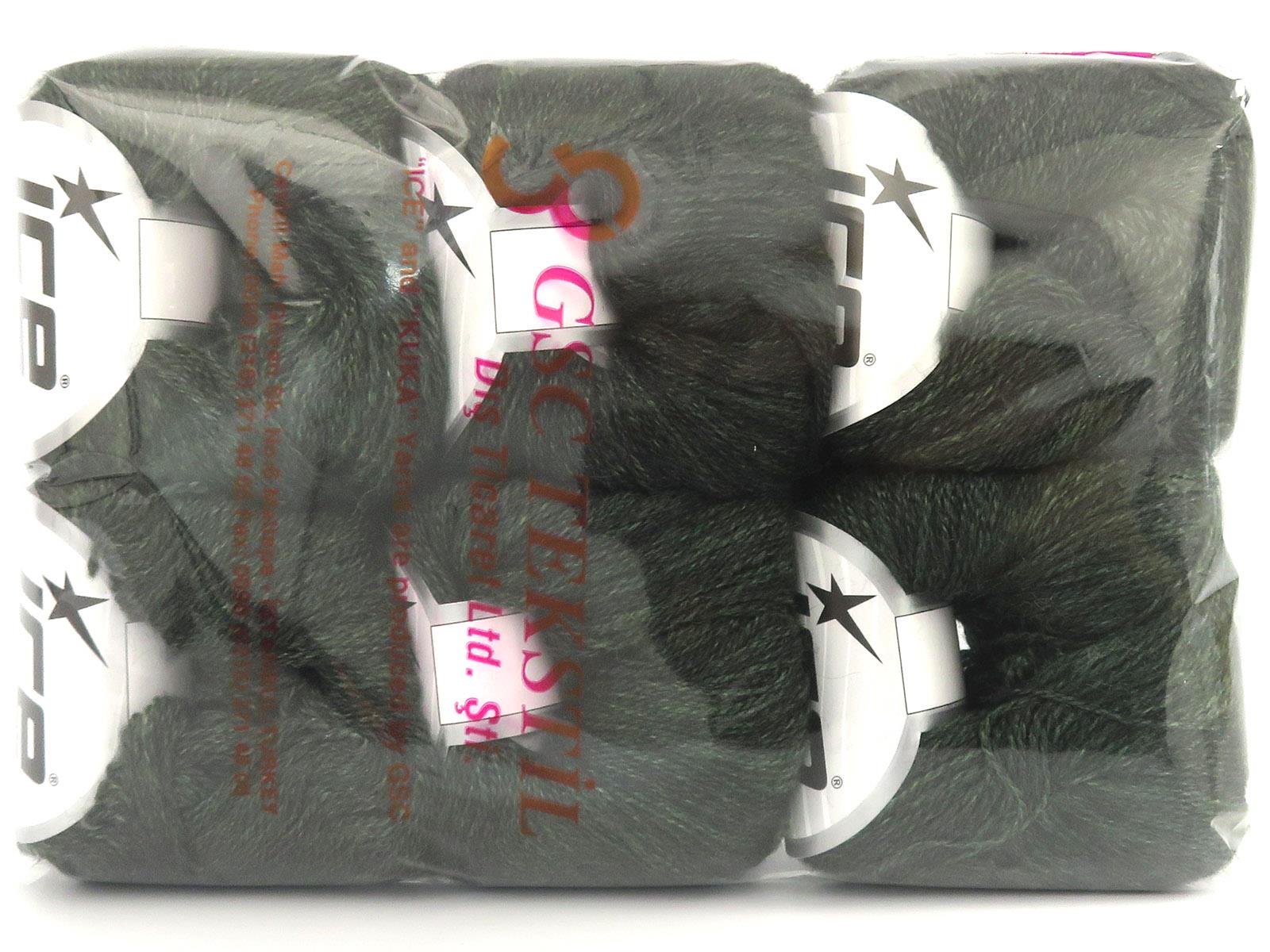 Lot of 6 Skeins Ice Yarns SILK (10% Kid Mohair 40% Merino Superfine) Yarn Green