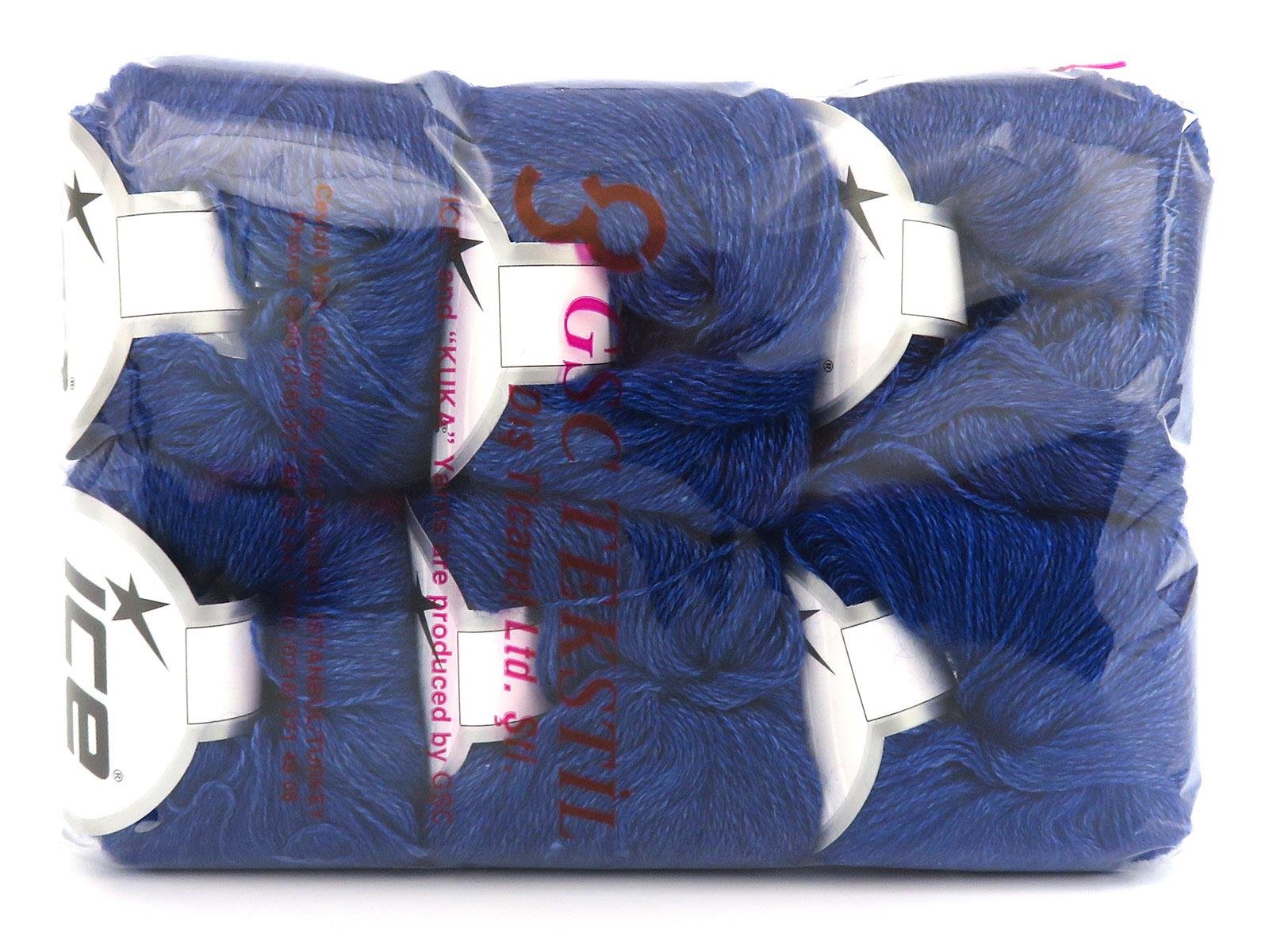 Lot of 6 Skeins Ice Yarns SILK (10% Kid Mohair 40% Merino Superfine) Yarn Blue