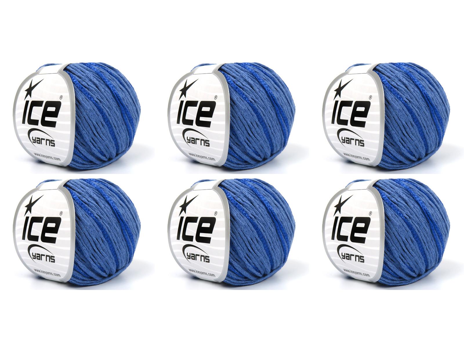 Lot of 6 Skeins Ice Yarns SUMMERTIME (80% Cotton 20% Viscose) Yarn Light Jeans Blue