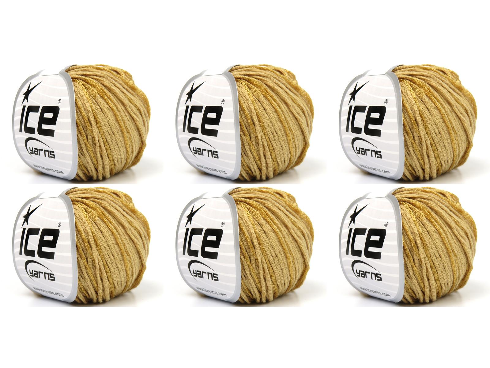 Lot of 6 Skeins Ice Yarns SUMMERTIME (80% Cotton 20% Viscose) Yarn Dark Beige