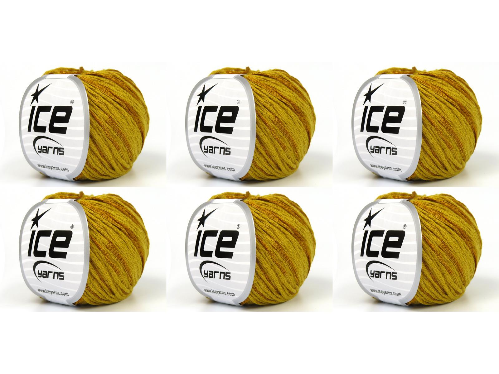 Lot of 6 Skeins Ice Yarns SUMMERTIME (80% Cotton 20% Viscose) Yarn Gold