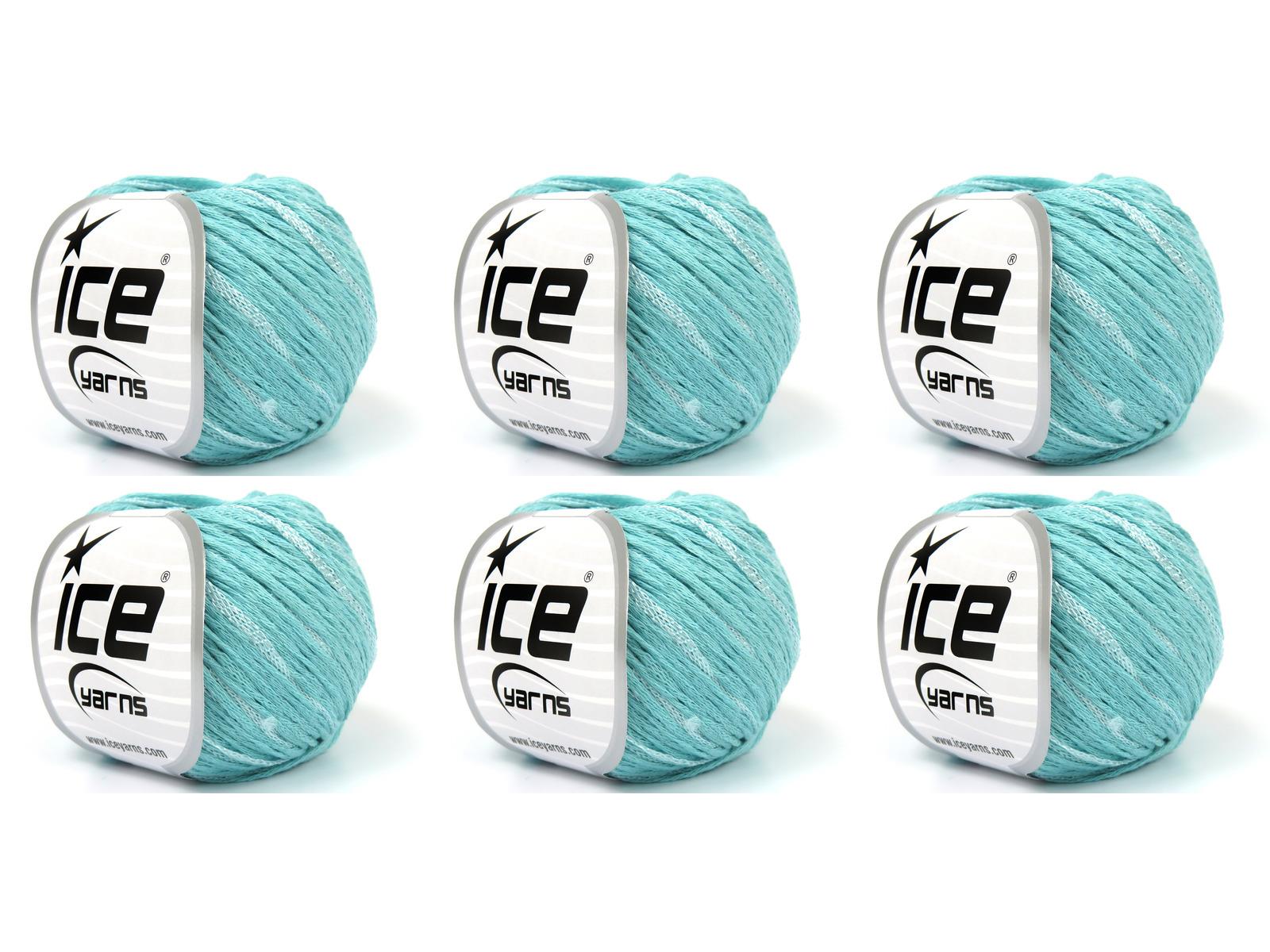 Lot of 6 Skeins Ice Yarns SUMMERTIME (80% Cotton 20% Viscose) Yarn Dark Mint Green