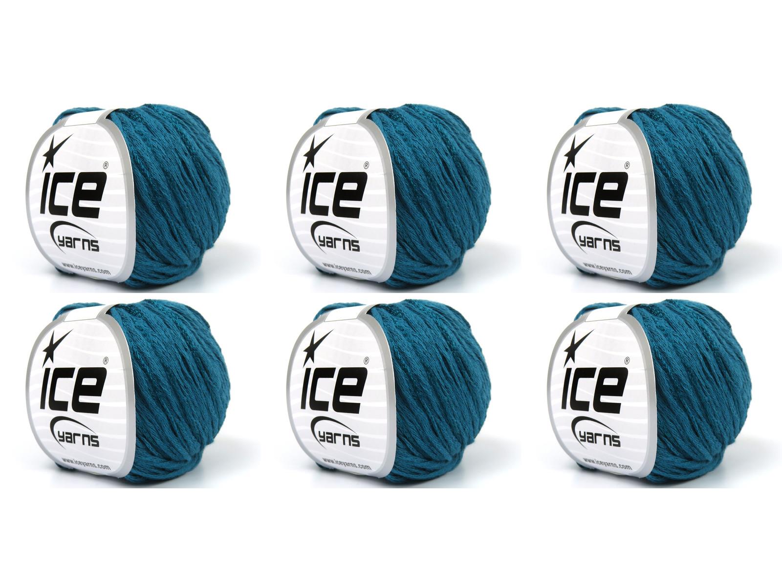 Lot of 6 Skeins Ice Yarns SUMMERTIME (80% Cotton 20% Viscose) Yarn Teal