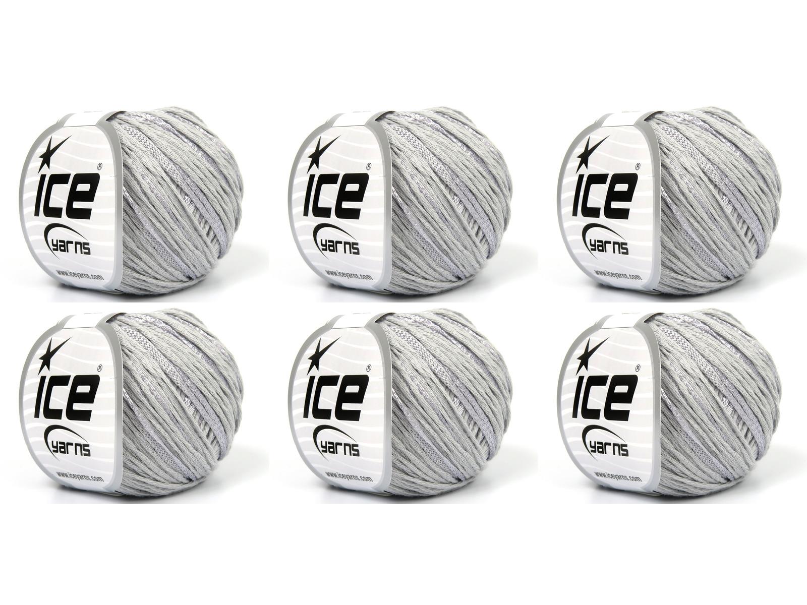 Lot of 6 Skeins Ice Yarns SUMMERTIME (80% Cotton 20% Viscose) Yarn Light Grey