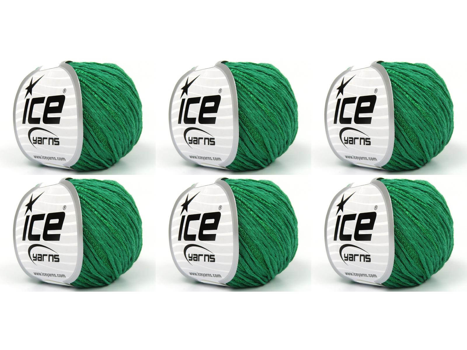 Lot of 6 Skeins Ice Yarns SUMMERTIME (80% Cotton 20% Viscose) Yarn Dark Green