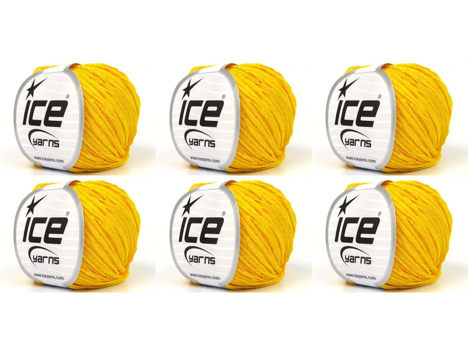 Lot of 6 Skeins Ice Yarns SUMMERTIME (80% Cotton 20% Viscose) Yarn Yellow
