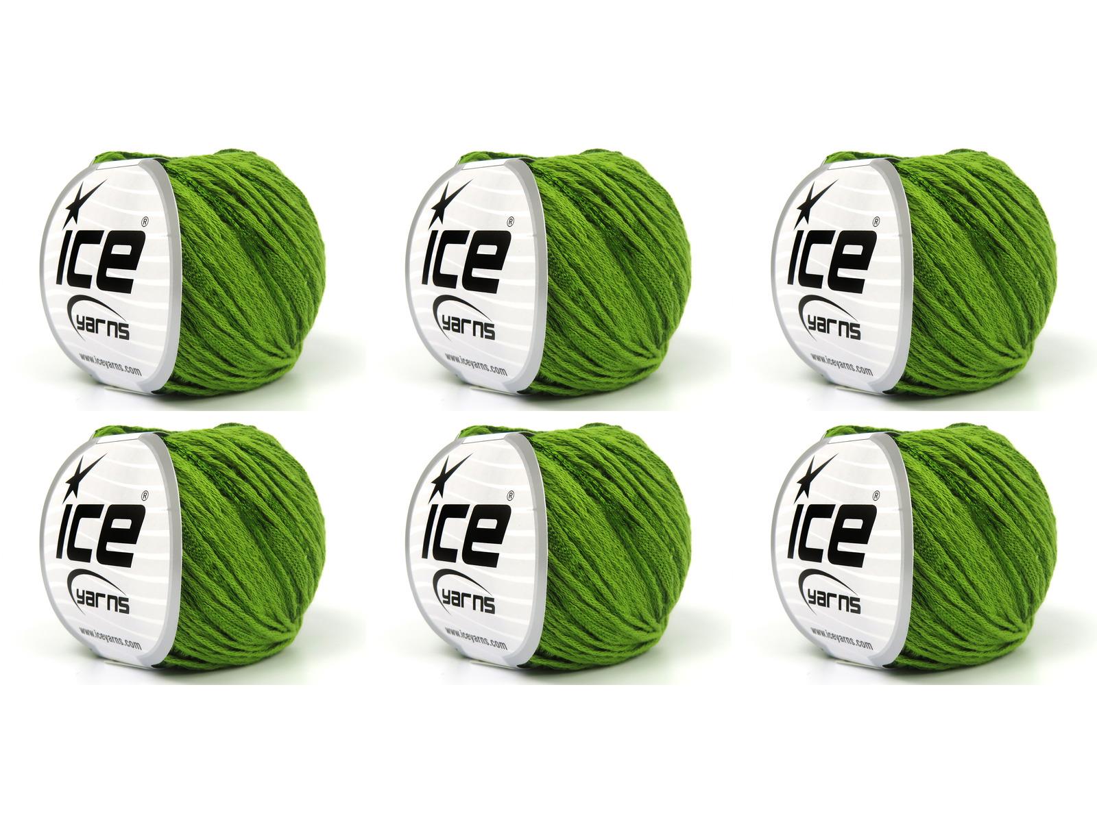 Lot of 6 Skeins Ice Yarns SUMMERTIME (80% Cotton 20% Viscose) Yarn Grass Green