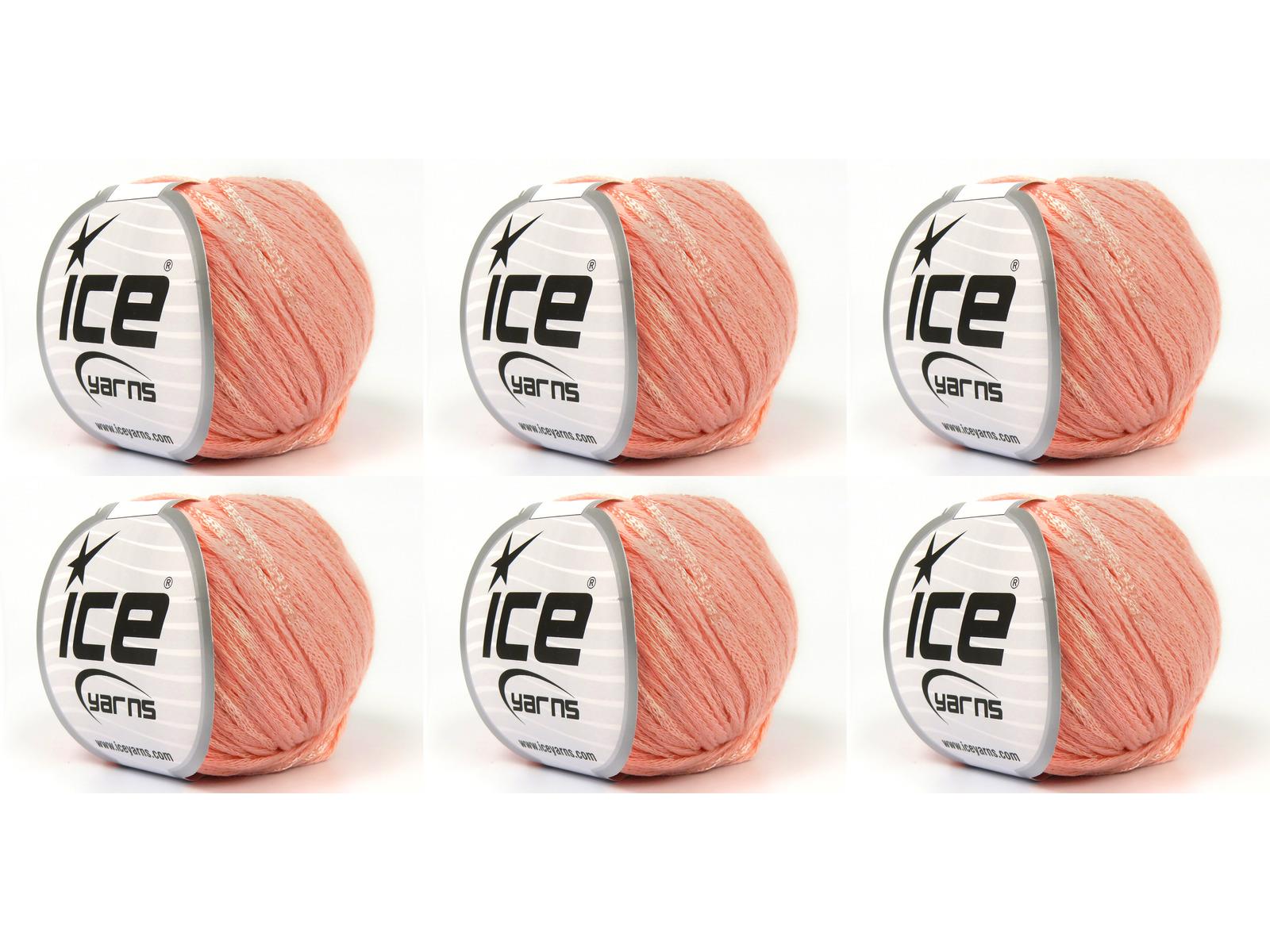 Lot of 6 Skeins Ice Yarns SUMMERTIME (80% Cotton 20% Viscose) Yarn Salmon